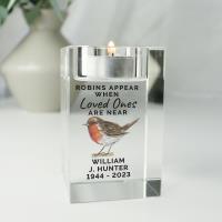 Personalised Robin Memorial Glass Tealight Holder Extra Image 1 Preview